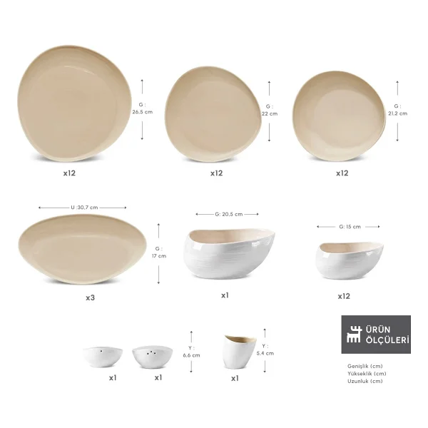 Karaca Earth Collection Rise 55 Parça 12 Kişilik Yemek Takımı - Görsel 4