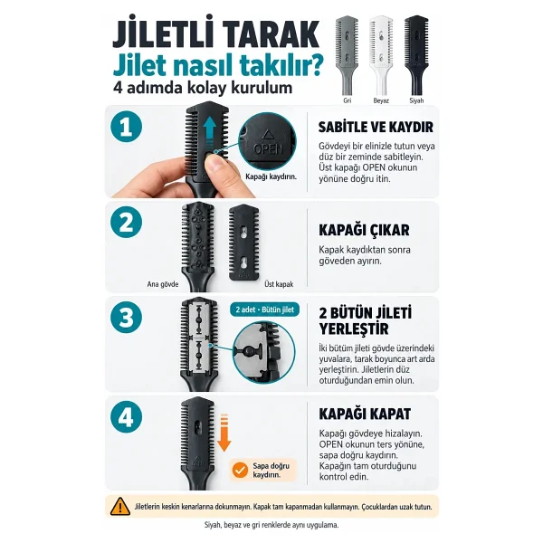 Croc SU03 Jiletli Tarak-Saç Usturası - Beyaz - Görsel 8