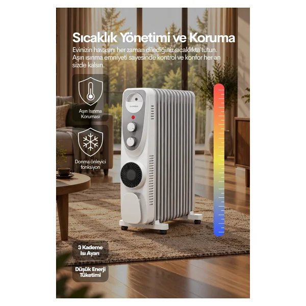 Luxell LUX13-FP-WG 13 Dilim Beyaz Gri 2900 W Yağlı Radyatör - Görsel 2