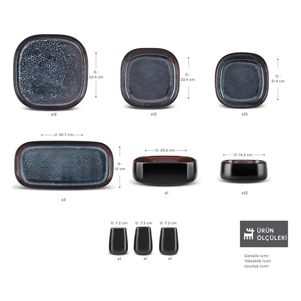 Karaca Earth Collection Galactic Shiny Black 55 Parça 12 Kişilik Yemek Takımı - Görsel 5