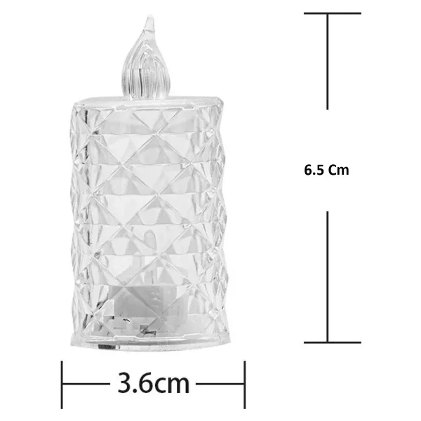 Led Mum Şeffaf Kristal LED Mum Pilli Alevsiz Çay Mumu Düğün Doğum Günü Ortam Işığı Midi - Görsel 2