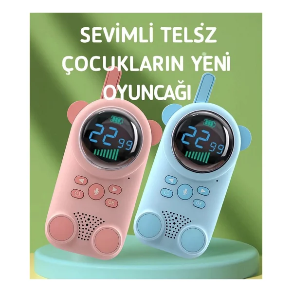 Çocuklar Için Kamp Yürüyüş El Telsizi Şarj Edılebılır 3km Menzil Pembe - Görsel 3
