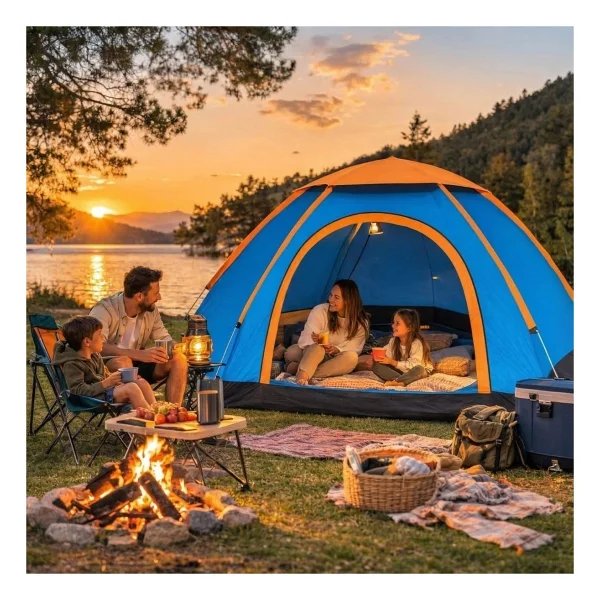 3 Kişilik Yarı Otomatik Kurulum Kamp Çadırı - Suya Dayanıklı, Taşıma Çantalı Outdoor Aile Çadırı, Piknik, Plaj ve Doğa 200X150X110 cm - Görsel 2