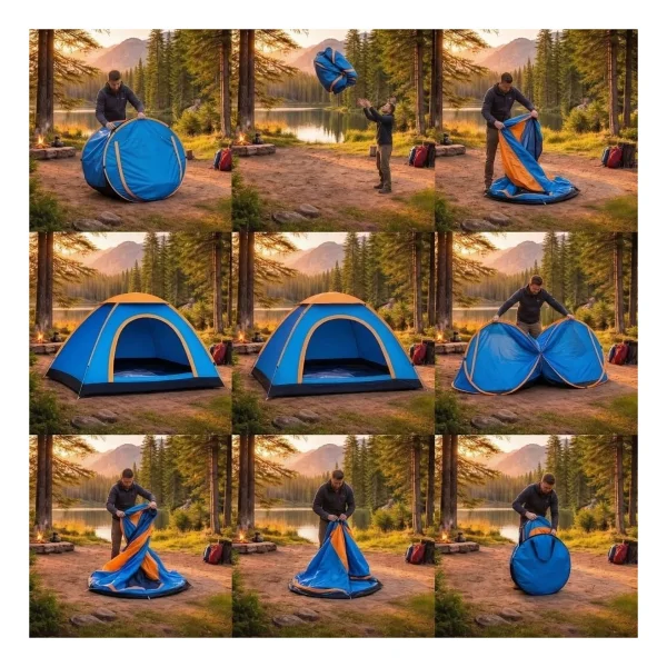 3 Kişilik Yarı Otomatik Kurulum Kamp Çadırı - Suya Dayanıklı, Taşıma Çantalı Outdoor Aile Çadırı, Piknik, Plaj ve Doğa 200X150X110 cm - Görsel 4