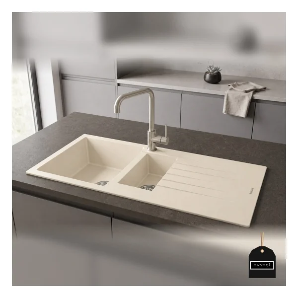 RealStone Troya P005 100 Tezgah Üstü Granit Eviye - Görsel 4