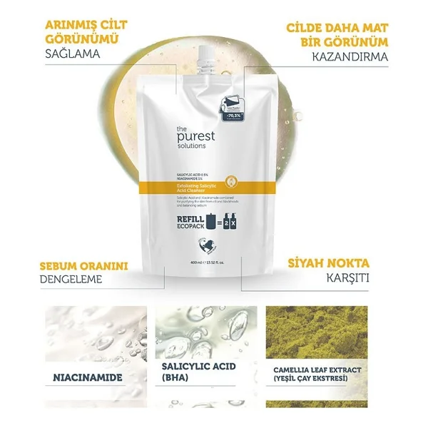 The Purest Solutions Exfoliating Salisilik Asit Refill 400 ml Yüz Temizleme Jeli - Görsel 4