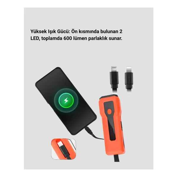 5000 Mah Bataryalı Bisiklet Farı Cob Çakar Çok Fonksiyonlu Yeni Nesil - Görsel 10