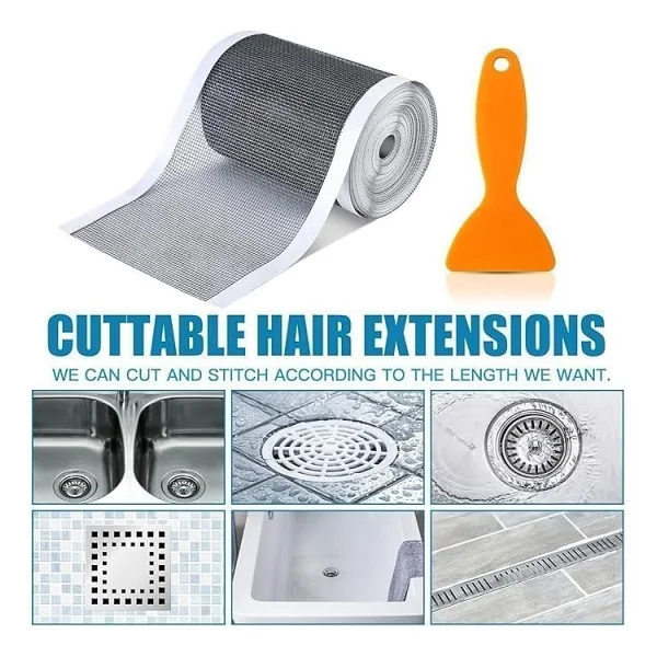 Mutfak Lavabo Duşakabin Küvet Süzgeci Saç Toplayıcı Banyo Gider Tıkanma Önleyici Elek Kesilebilir Pvc File, Herhangi Bir Uzunlukta Kendin Yap Kullan At Duş Tahliyesi Kapak Süzgeci 4 Metre - Görsel 7