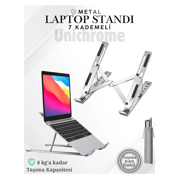 Laptop Yükseltici Stand Ayarlanabilir Macbook Notebook Tablet Altlık Metal Dizüstü Bilgisayar Tutucu - Görsel 2