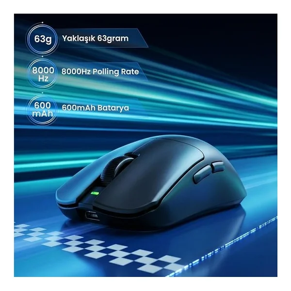 Aula V9 Pro Plus Siyah Şarjlı Optik Kablolu/Kablosuz Oyuncu Mouse - Görsel 3