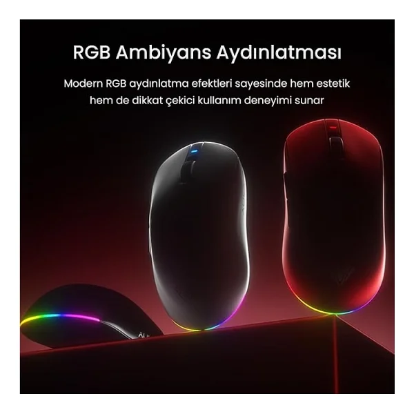 Aula V9 Pro Plus Siyah Şarjlı Optik Kablolu/Kablosuz Oyuncu Mouse - Görsel 5