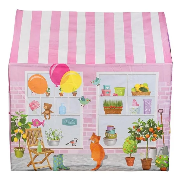 Pembe Çiçekli Kız Çocuk Oyun Evi Katlanabilir ve Eğlenceli Oyun Çadırı - Görsel 4