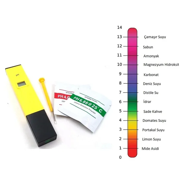 Zauss Dijital Ph Metre Su Sıvı Akvaryum Ph Ölçer Kalibrasyon Çözeltisi Hediyeli + Daldırmalı Termometre Seti - Görsel 2