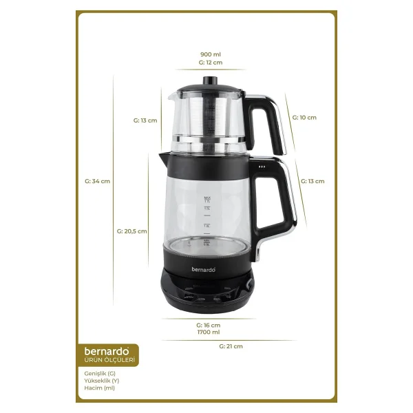 Bernardo Roma 2200 W Dijital Cam Çay Makinesi - Görsel 2