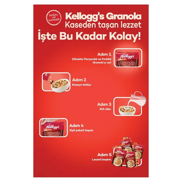 Kellogg's Kellogg's Çikolata Parçacıklı ve Fındıklı Granola 250 Gr,%44 Yulaf,Lif Kaynağı,Kahvaltılık Gevrek - Görsel 4