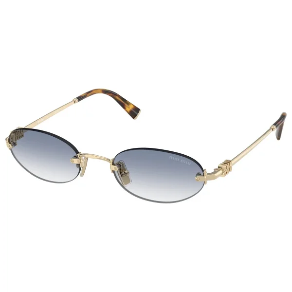 Miu Miu Logo A54S ZVN80O Gold-Light Blue Kadın Güneş Gözlüğü - Görsel 2