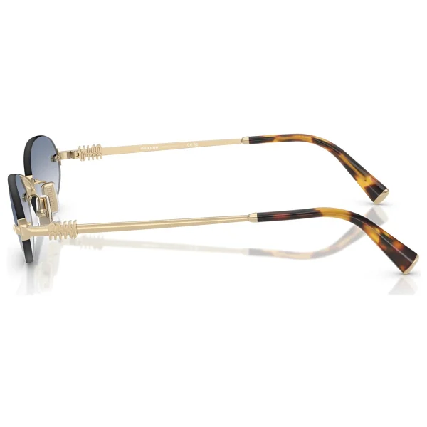 Miu Miu Logo A54S ZVN80O Gold-Light Blue Kadın Güneş Gözlüğü - Görsel 3