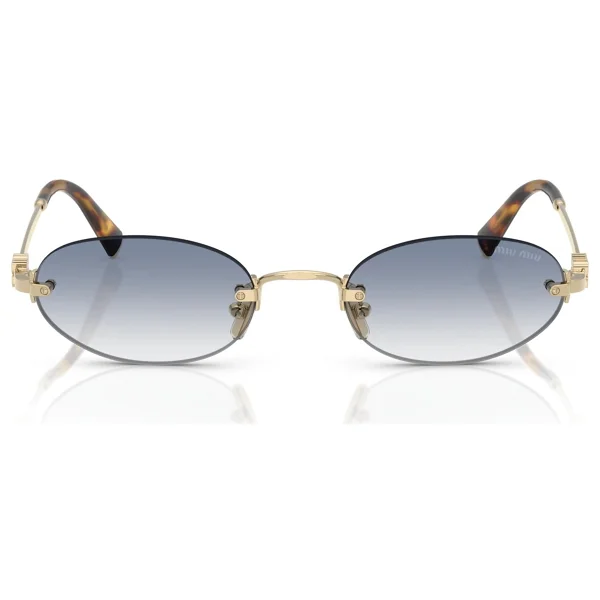 Miu Miu Logo A54S ZVN80O Gold-Light Blue Kadın Güneş Gözlüğü - Görsel 4