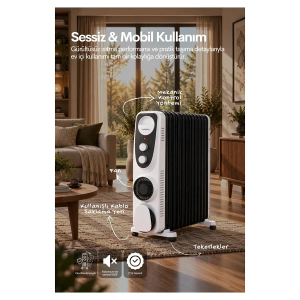 Luxell LUX13-FP-BW 13 Dilim Siyah Beyaz 2900 W Yağlı Radyatör - Görsel 3