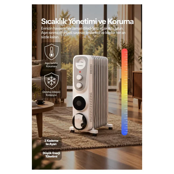 Luxell LUX09-FP 9 Dilim 2400 W Yağlı Radyatör - Görsel 4