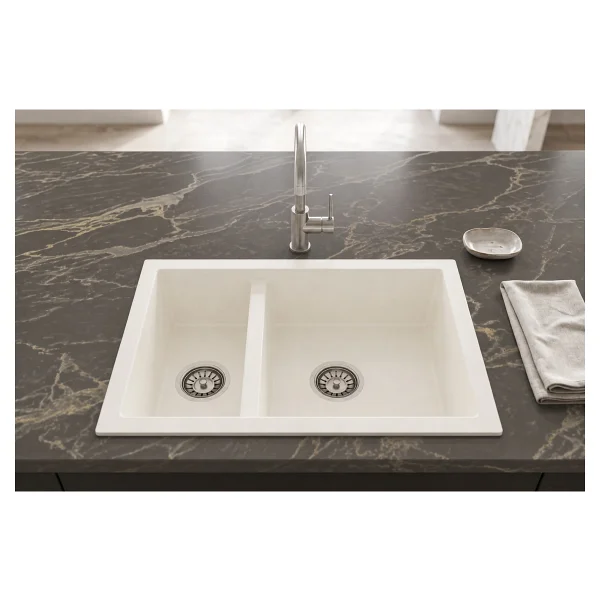 RealStone Bergama P018 1.5 Gözlü Beyaz Granit Eviye - Görsel 9