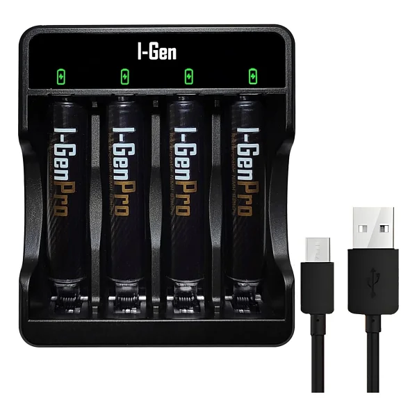 Store G411 4'lü Pil Şarj Aleti + 4 Adet Aaa Pro 1100 Mah Şarjlı Ince Kalem Pilli Set - 1 Adet - Altın - Görsel 2