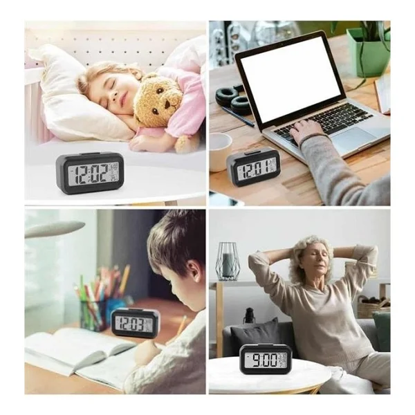 Dijital Işıklı Alarmlı Çalışma Masası Ekran Pilli Çalar Saat - Görsel 9