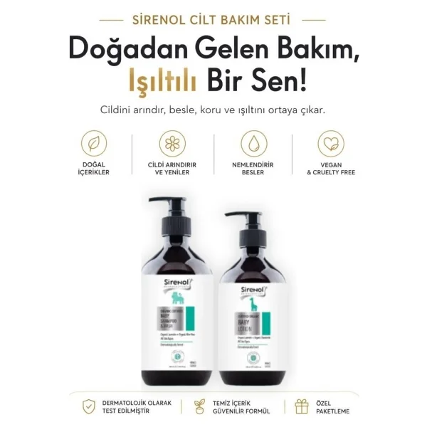 Sirenol Organik 2'li Bebek Bakım Seti - ( Şampuan +Vücut Losyonu ) 400 mL / 250 mL - Görsel 4