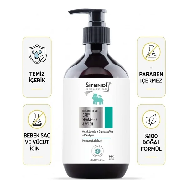 Sirenol Organik 2'li Bebek Bakım Seti - ( Şampuan +Vücut Losyonu ) 400 mL / 250 mL - Görsel 2