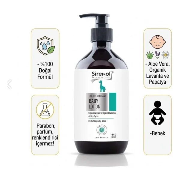 Sirenol Organik 2'li Bebek Bakım Seti - ( Şampuan +Vücut Losyonu ) 400 mL / 250 mL - Görsel 3