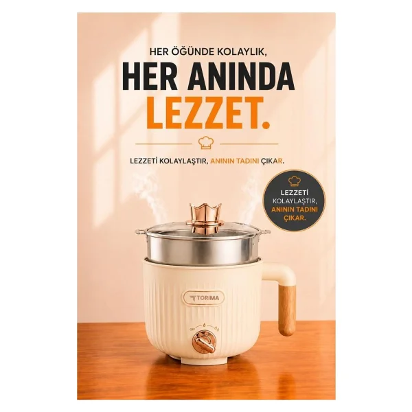 Torima ETC-01 Bej Buharlı Pişirici - Görsel 4