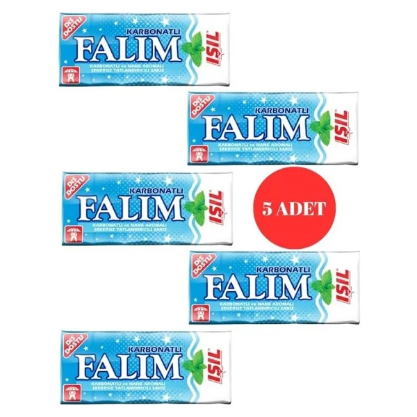 Falım Işıl Karbonat Ve Nane Aromalı Şekersiz Sakız (5 Adet) - Görsel 2