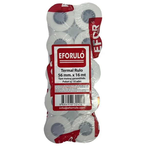 Yazar Kasa Pos Rulosu 56 mm x 16 mt Termal Rulo 10'lu Paket - Görsel 2