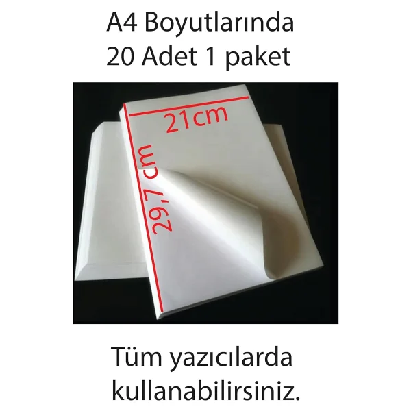Tüm yazıcılar ile uyumlu kuvvetli yapışkanlı A4 Yapışkanlı Etiket Kağıdı, 21x29.7 cm, 160 gr, 20 Yaprak, 1.Hamur Etiket, Sticker, Beyaz - Görsel 2