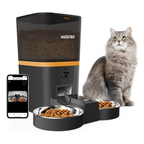 Haustier HST-QQ009 Dual Siyah Akıllı Mama Kabı HST-WF009L-W Kedi Su Pınarı - Görsel 2