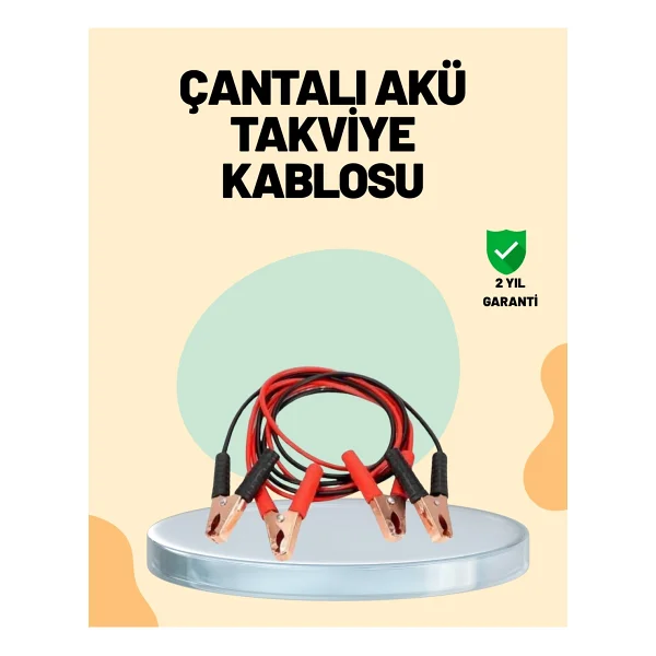 1200 Amper Jumper Kablo 2 Metre Bakır Uçlu Araç Takviye Seti - Lisinya - Görsel 6