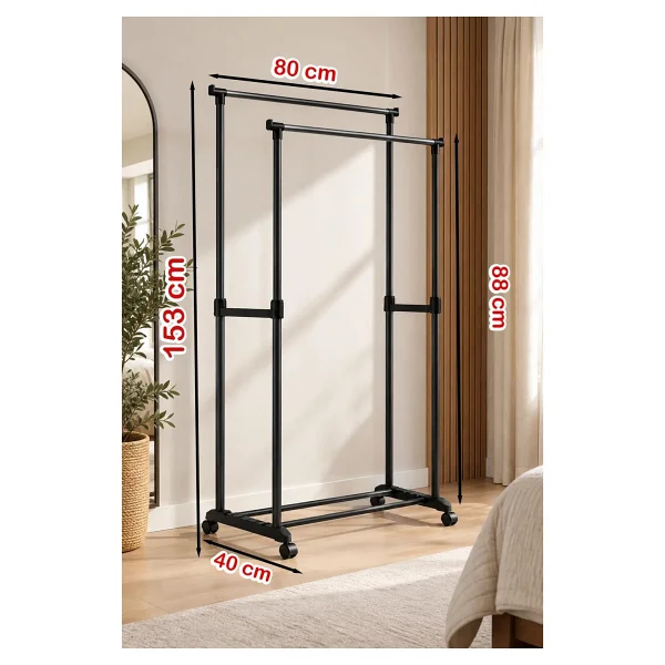 Porsima Perillas 18004 Shore Duo Yukseklik Ayarli Tekerlekli Esek Metal Askilik - Vestiyer Portmanto - Görsel 4