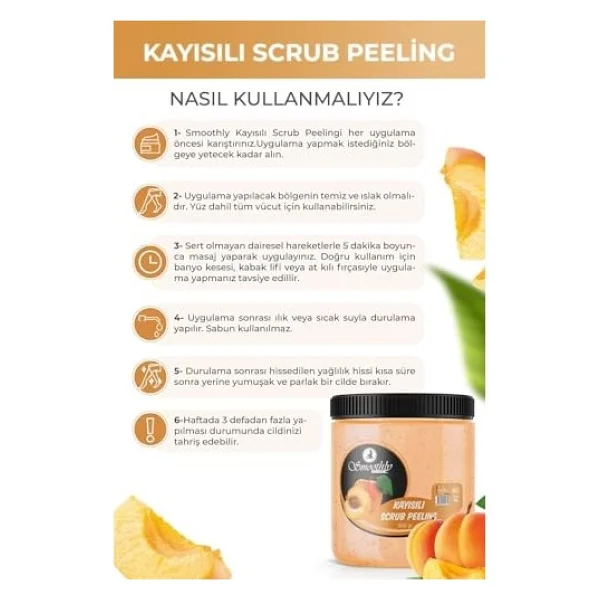 Smoothly Kayısı Aromalı Batık ve Çilek Bacak Onarıcı Epilasyon Sonrası Vücut Peelingi 800 gr - Görsel 2