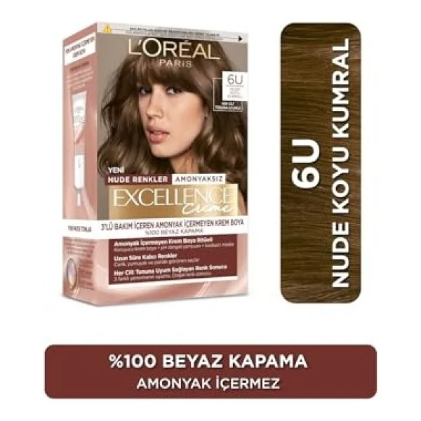 L'Oreal Paris Excellence Creme 6U Nude Koyu Kumral Saç Boyası - Görsel 5