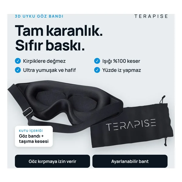 Terapise 3D Uyku Göz Bandı (Siyah) - Görsel 6