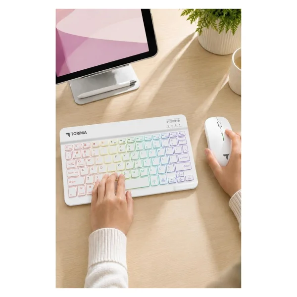 Torima TMK-09 Beyaz RGB Kablosuz Klavye Mouse Seti - Görsel 2