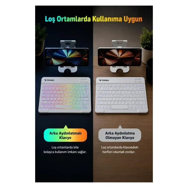 Torima TMK-09 Beyaz RGB Kablosuz Klavye Mouse Seti - Görsel 4