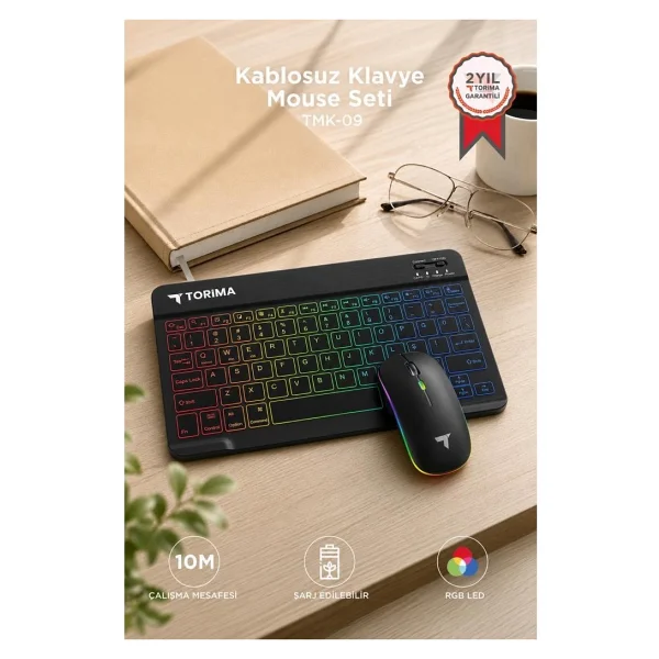 Torima TMK-09 Mavi RGB Kablosuz Klavye Mouse Seti - Görsel 8