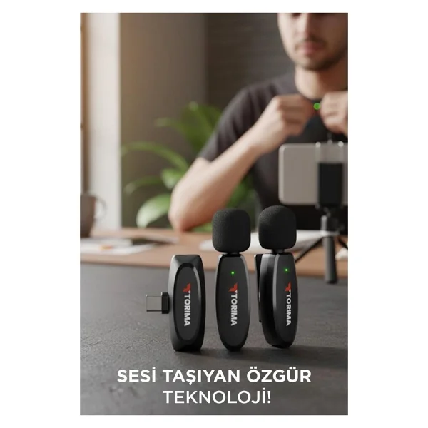 Torima WM-01 Type-C Uyumlu Kablosuz Yaka Mikrofonu - Görsel 6