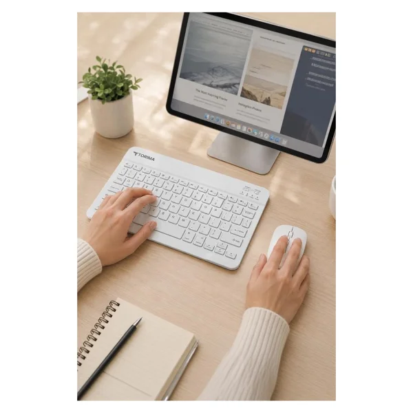 Torima TMK-04 Beyaz TKL Kablosuz Klavye Mouse Seti - Görsel 2