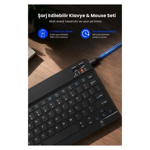 Torima TMK-04 Beyaz TKL Kablosuz Klavye Mouse Seti - Görsel 3