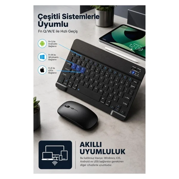 Torima TMK-04 Beyaz TKL Kablosuz Klavye Mouse Seti - Görsel 4
