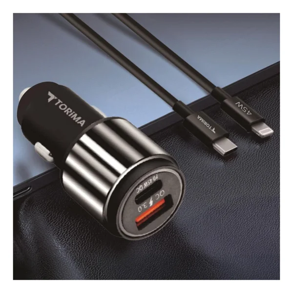 Torima C16 45 W Type-C Kablolu Hızlı Araç Şarj Aleti - Görsel 2