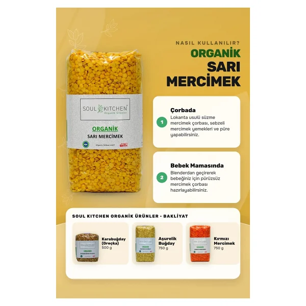 Soul Kitchen Organik Sarı Mercimek 750 gr - Görsel 2