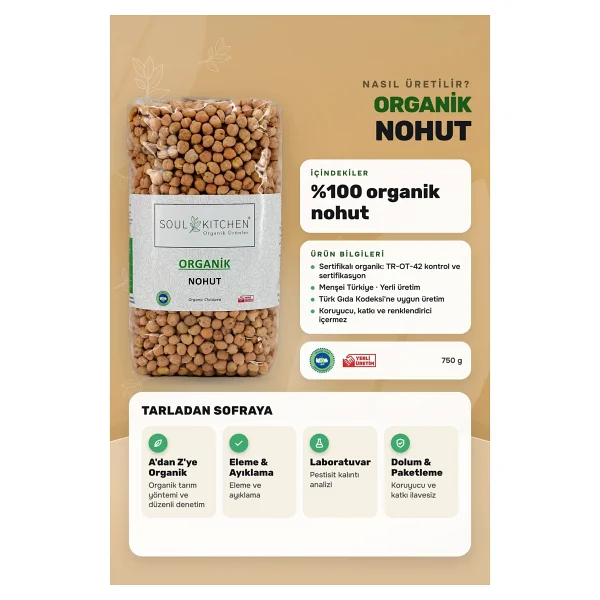 Soul Kitchen Organik Nohut 750 gr - Görsel 2